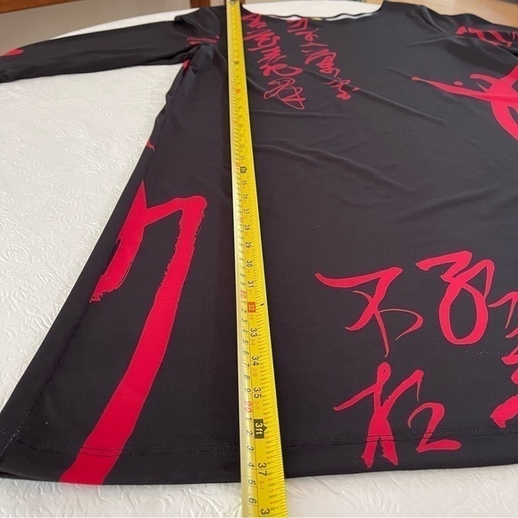 Anne Namba A-Line Graffiti Dress or Long Tunic Washable Scoop Neck 3/4 Sleeve L - Picture 7 of 11